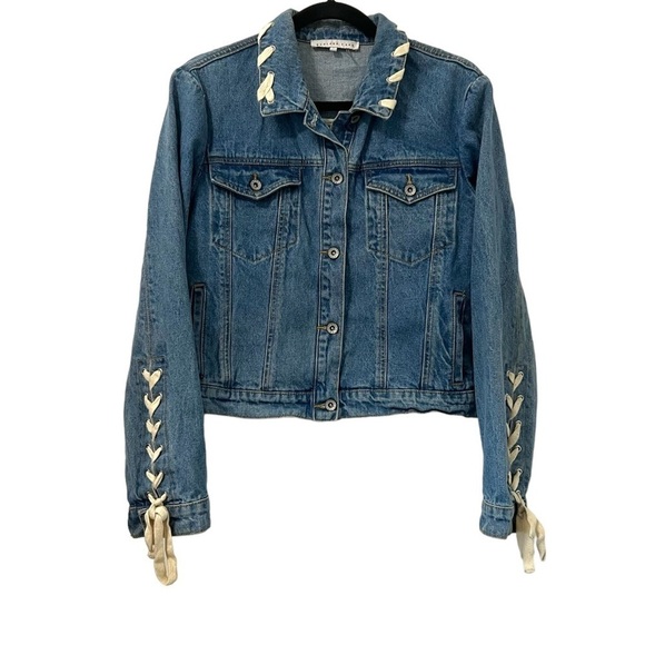 Endless Rose Denim Lace Up Jean Jacket - Picture 1 of 4